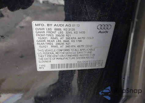2013 Audi Q7 3.0T S Line Prestige from USA, damaged, VIN WA1DGAFE2DD010639